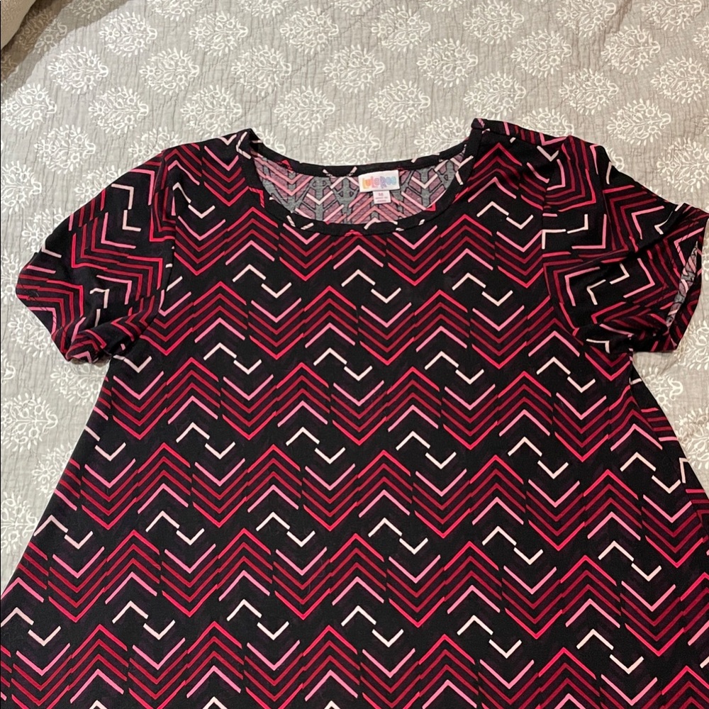 LuLaRoe Black and Pink Chevron Dress